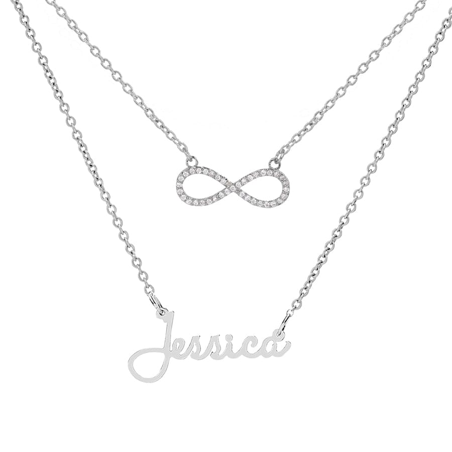 Infinity Upgrade / Silver Plated &quot;Jessica&quot; Necklace with Motif