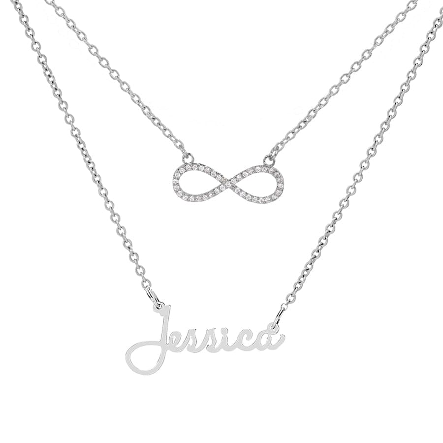 Infinity Upgrade / Silver Plated &quot;Jessica&quot; Necklace with Motif
