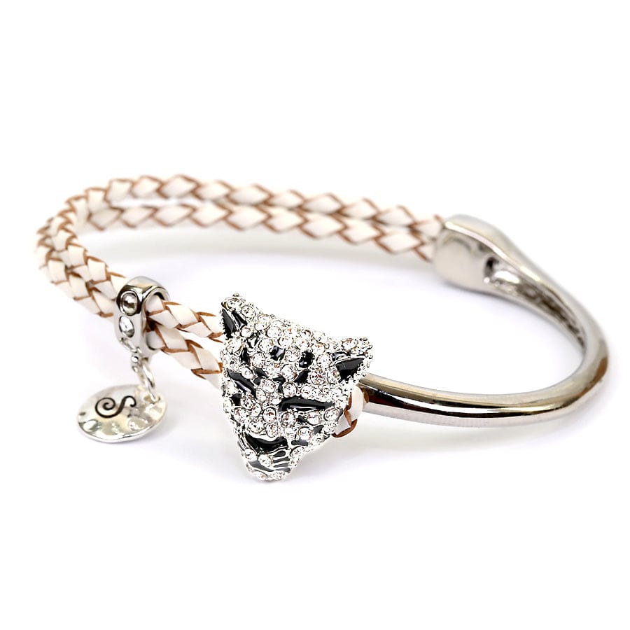 Initial / White Personalized Leopard Bracelet