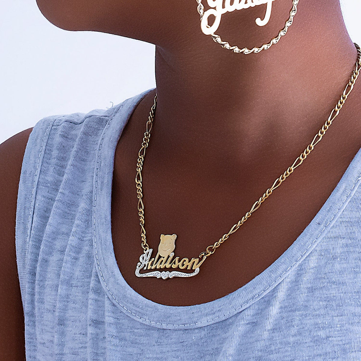 Kid s Cartoon Nameplate Necklace MonogramHub
