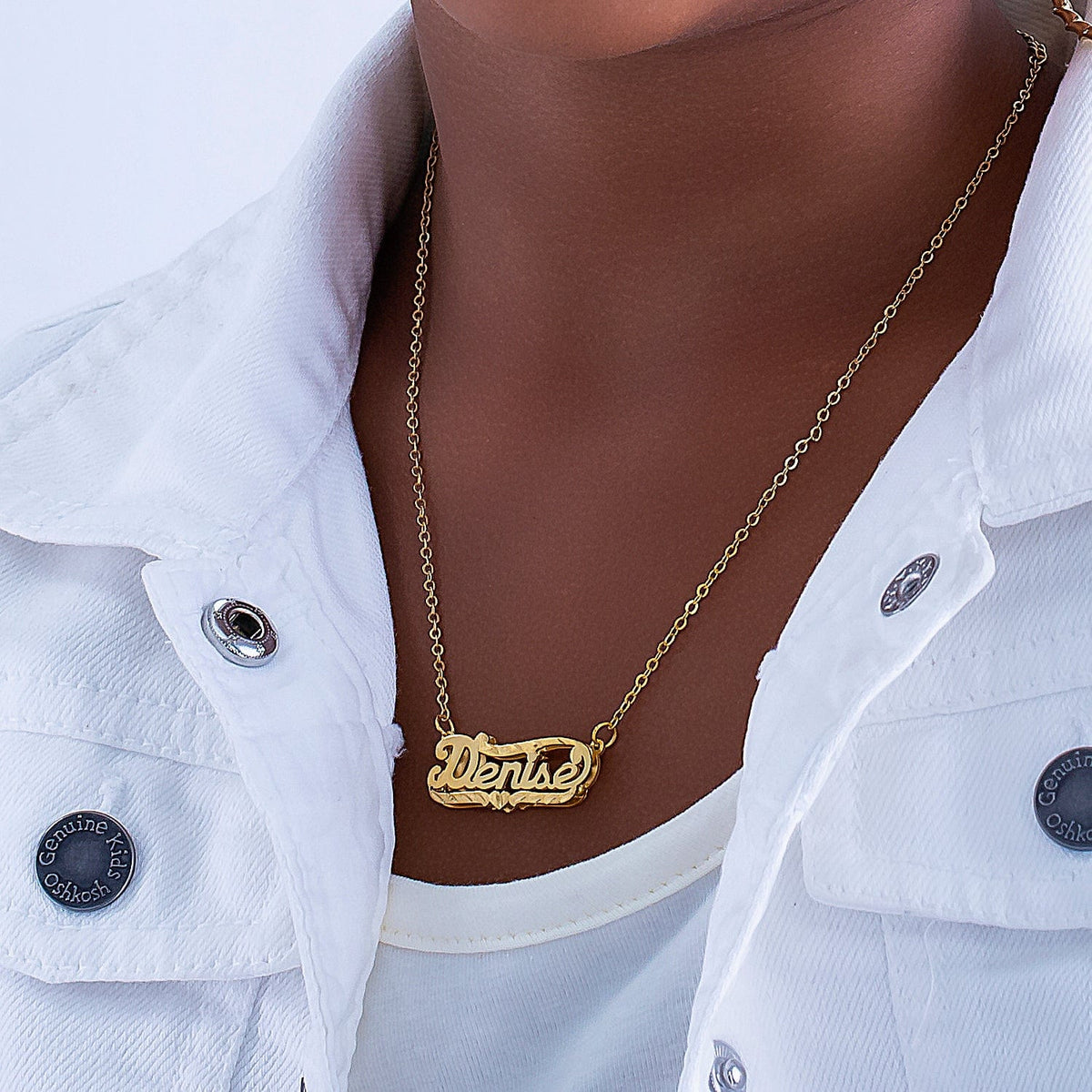 Kid&#39;s Double Plated Name Necklace w/ Diamond-cut