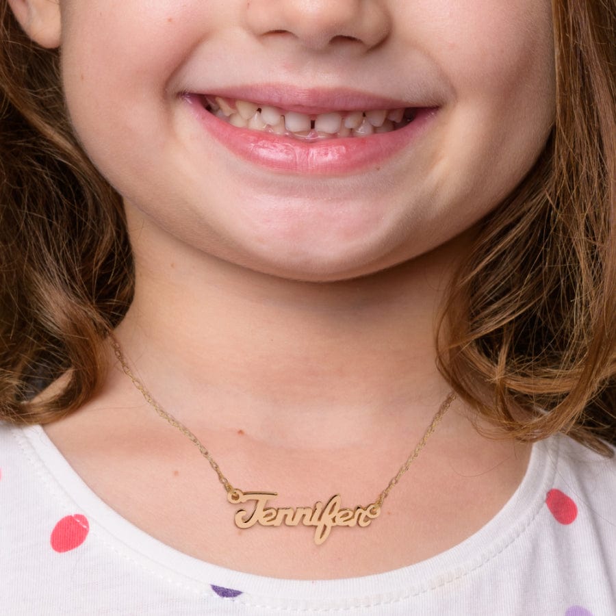 14K Gold over Sterling Silver / 12" Kid's Mini Name Necklace