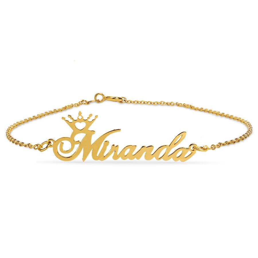 Kids Script Name Bracelet with Crown