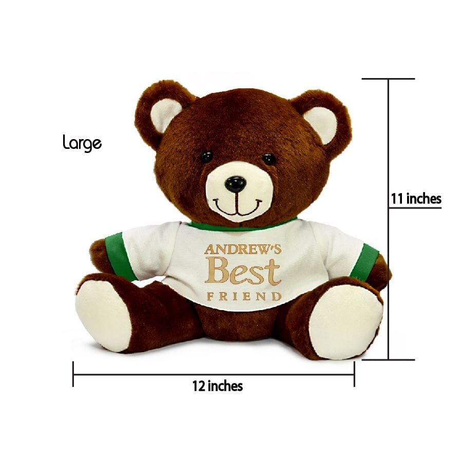 Large 10&#39;&#39; / White &amp; Green Personalized Plush Teddy Bear