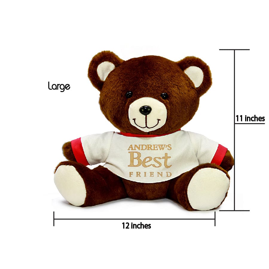 Large 10&#39;&#39; / White &amp; Red Personalized Plush Teddy Bear