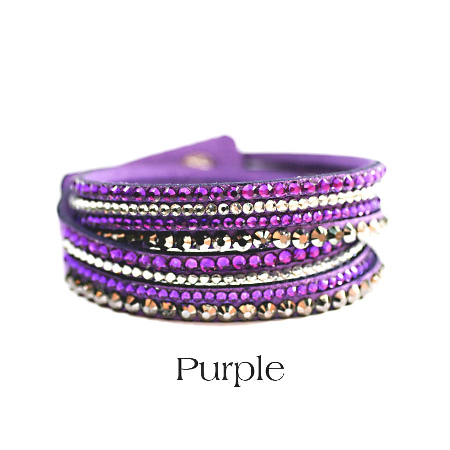 Leatherette Wrap Bracelet with Crystals