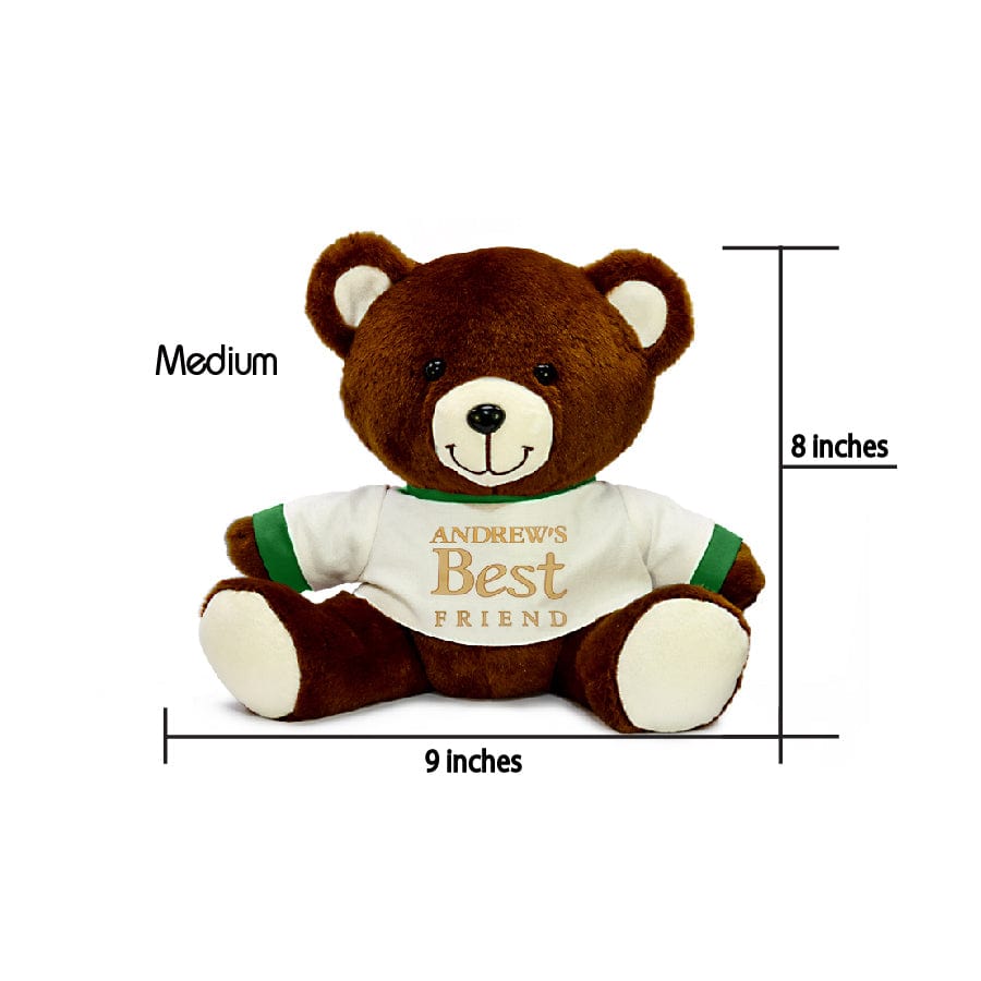Medium - 7.5&#39;&#39; / White &amp; Green Personalized Plush Teddy Bear