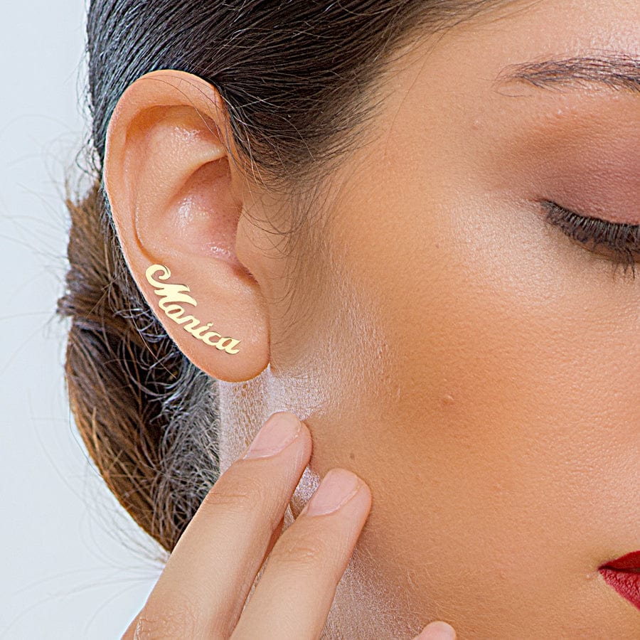 Climber shop name earrings