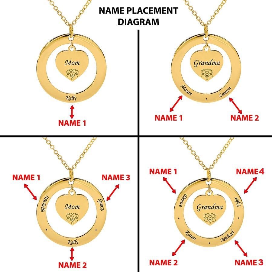 Mom Grandma Heart Name Necklace MonogramHub