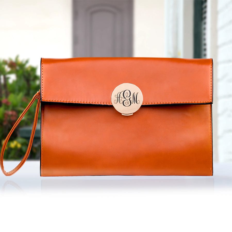 Monogram / Brown Personalized Envelope Clutch