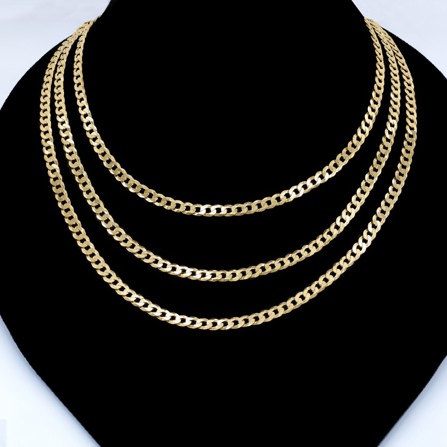 14k Gold over Sterling Silver NAKED CUBAN CHAIN