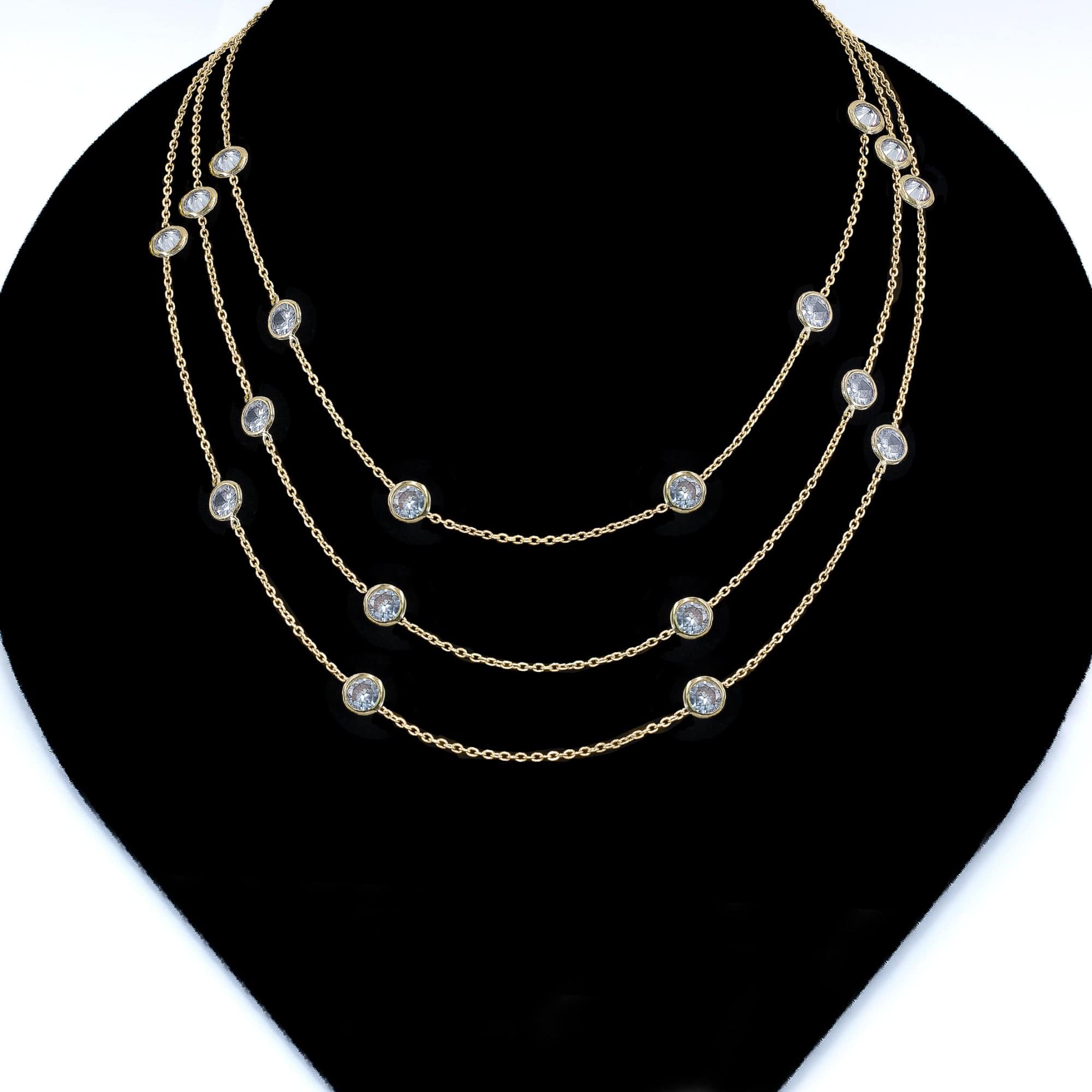 14k Gold over Sterling Silver NAKED LINK CHAIN WITH ZIRCONIA