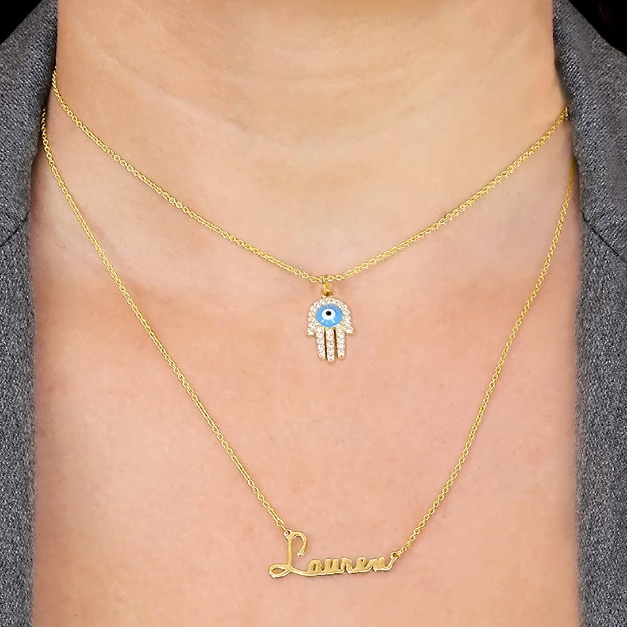 Name Necklace with Hamsa
