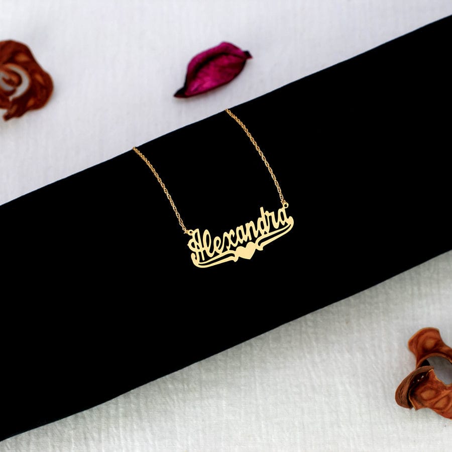 Name Necklace with Lower Tails &amp; Heart &quot;Alexandra&quot;