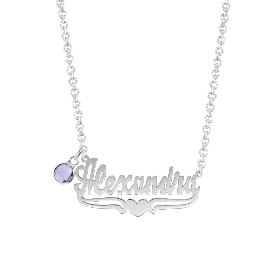 Name Necklace with Lower Tails &amp; Heart &quot;Alexandra&quot;