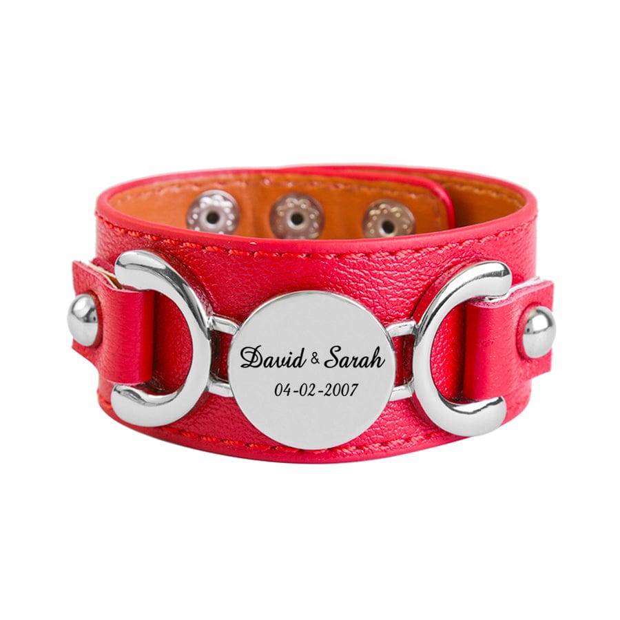 Names &amp; Date / 1 Bracelet Leatherette Couple Bracelet