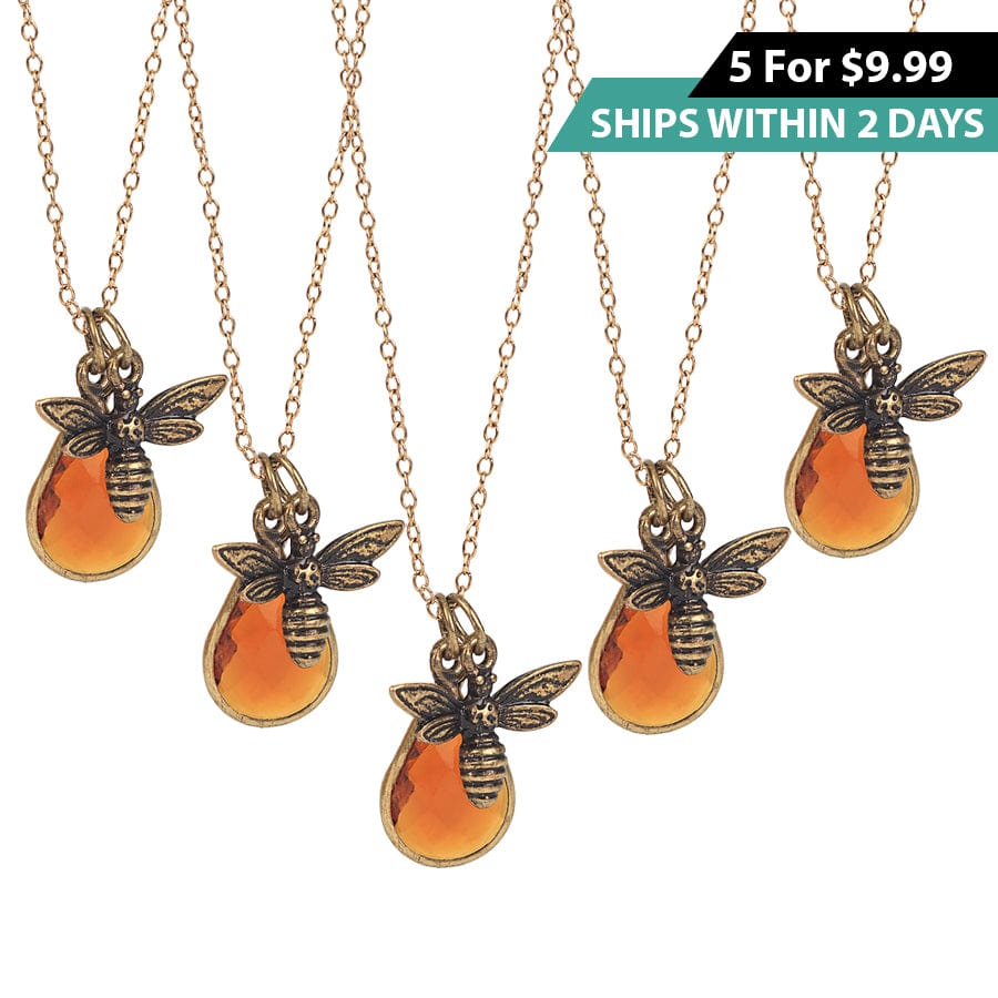 No 5 Bee Necklaces with Optional Initial Disc