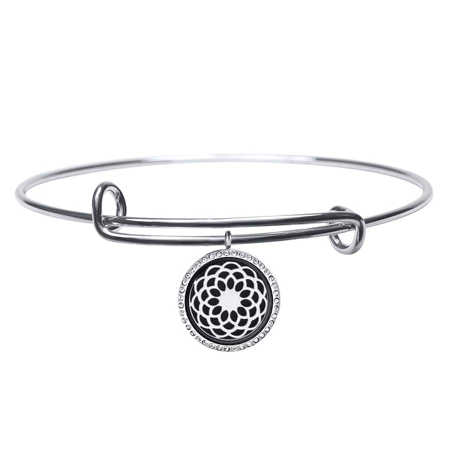 None / Essential Oil Diffuser Locket with Zirconium / Adjustable Bangle Aromatherapy Essential Oil Diffuser Adjustable Bangle
