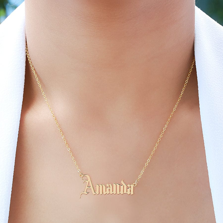 Gold Plated / Link Chain Old English Name Necklace