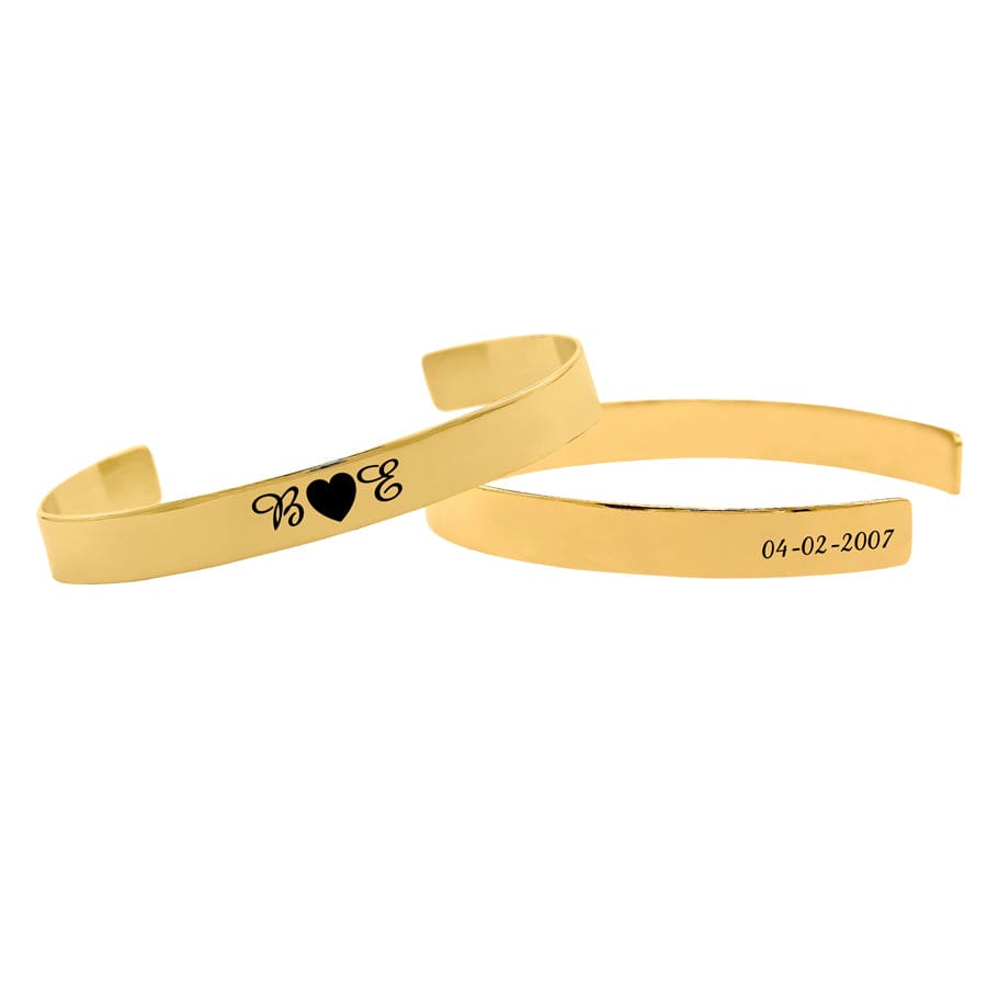 One Bracelet / Gold Plated / Initial heart Initial Couple Personalized Bangle