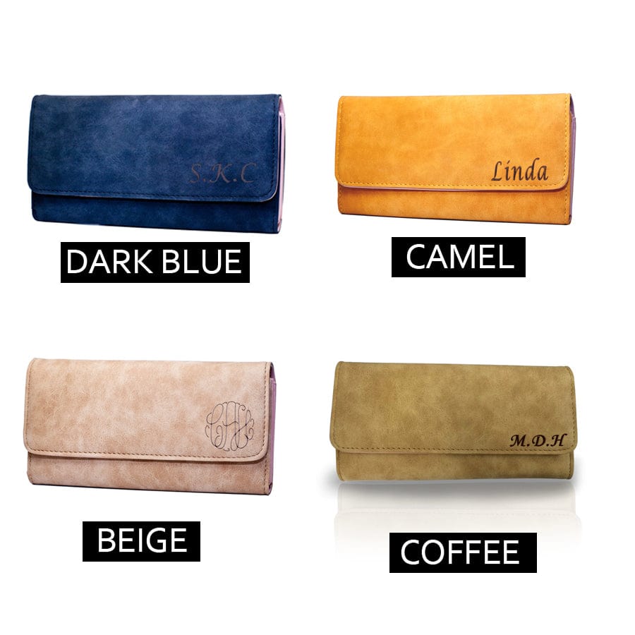 3 Initials / Camel Personalized Leather Clutch