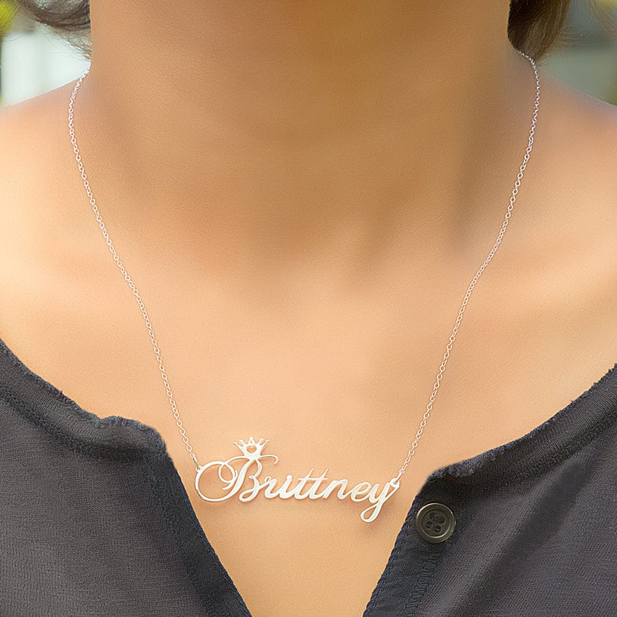 Gold Plated / Link Chain / No Personalized Name Crown Necklace