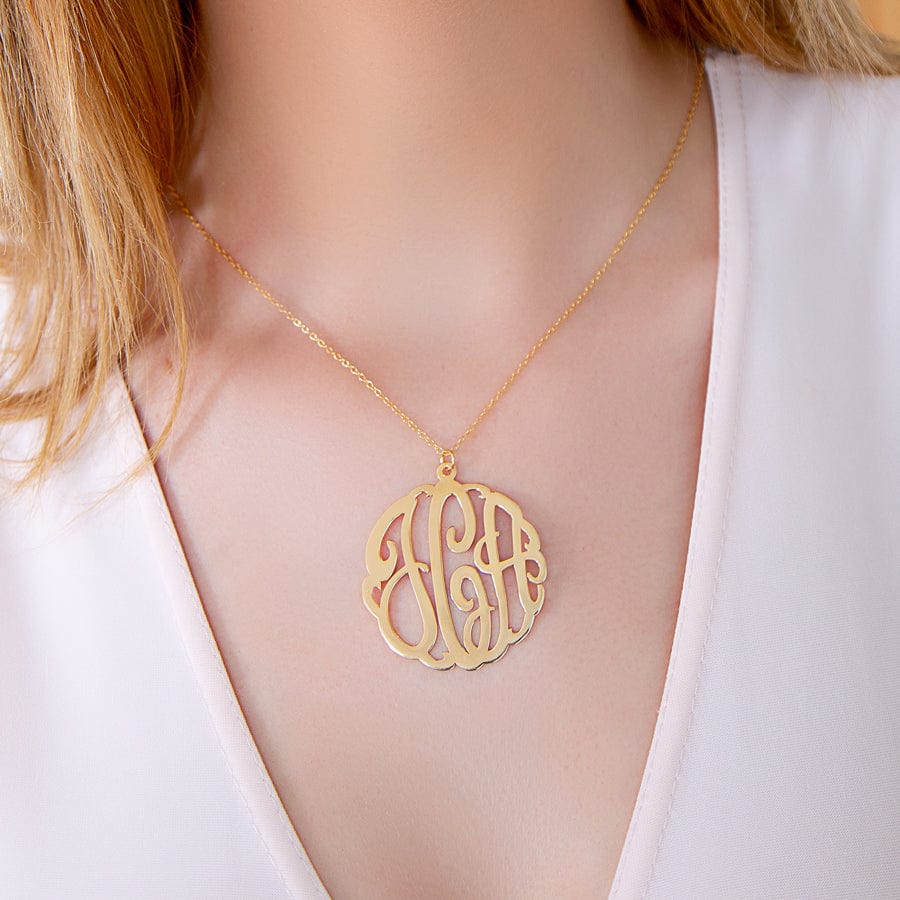 Gold Plated / No Chain Script Monogram Pendant