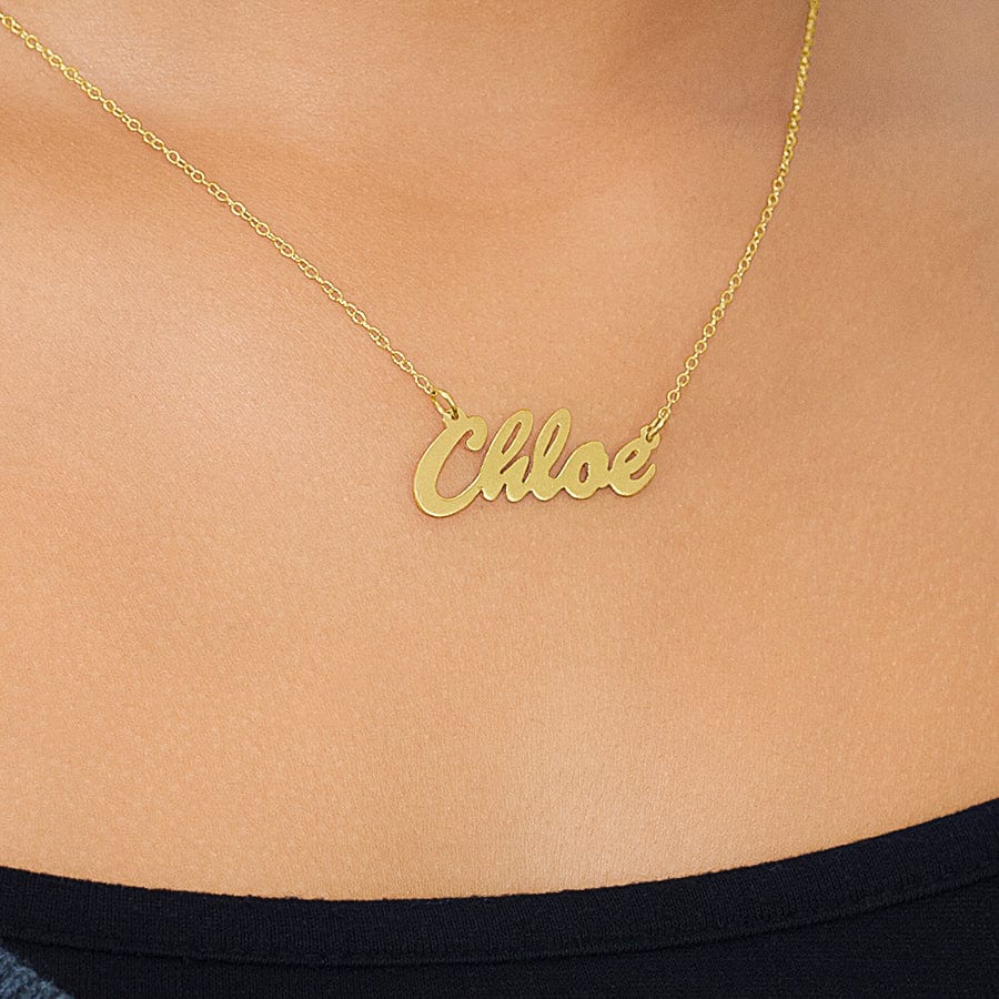 Gold Plated / Link Chain Script Name Necklace "Chloe"