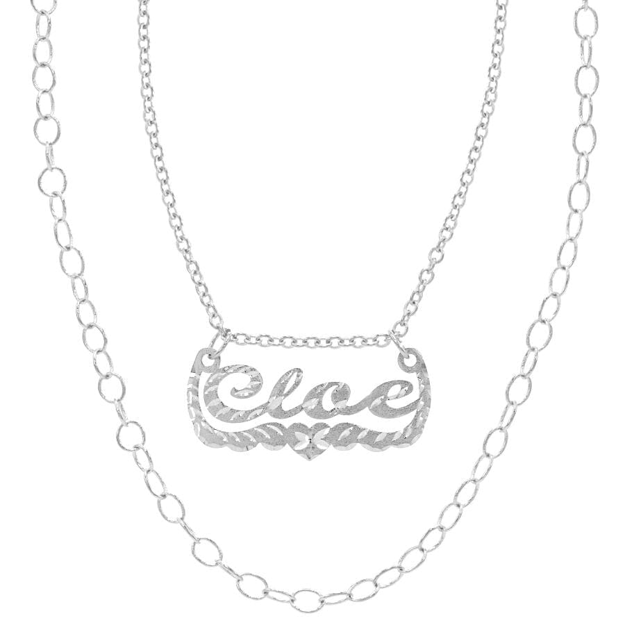 Silver Plated / 16&quot; - 20&quot; Celebrity Inspired Double Chain Name Necklace