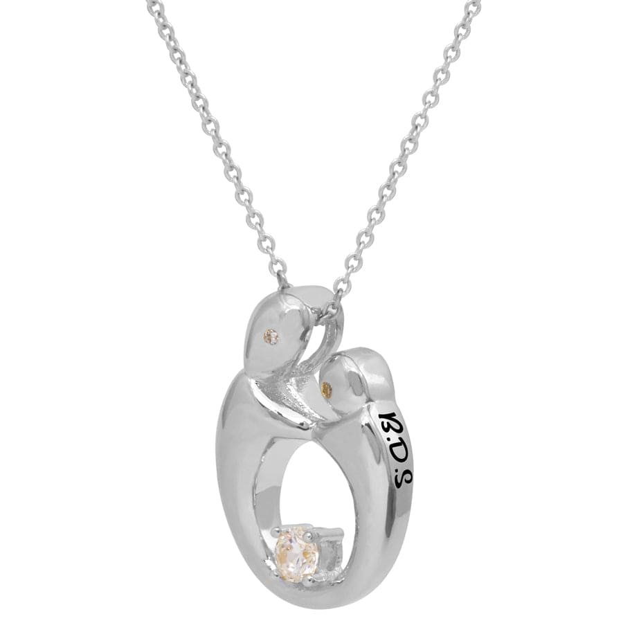 Silver Plated / 16&quot; / Link Chain Mother and Child Necklace