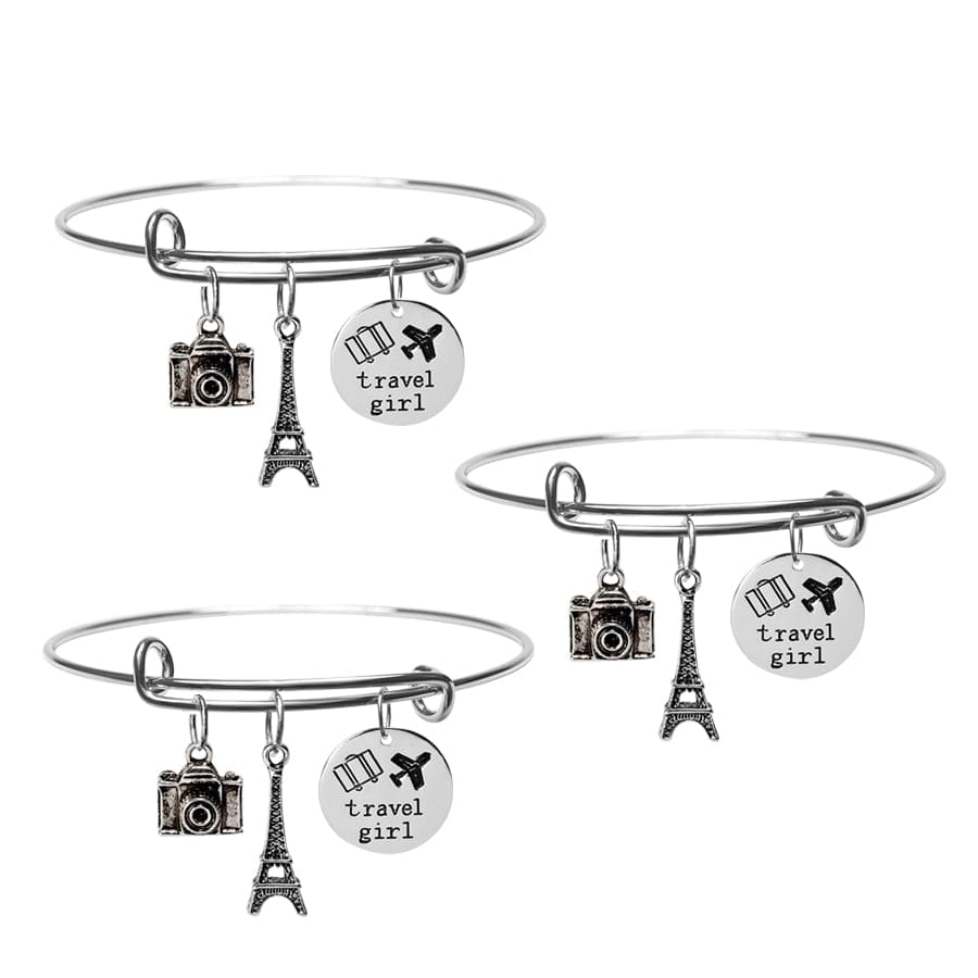 Silver Plated 3 Travel Girl Bracelets