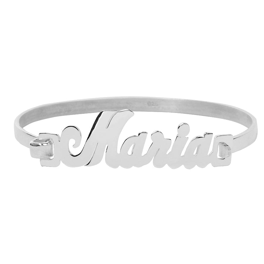 Silver Plated / 5.5&quot; Clasp Bangle Name Bracelet