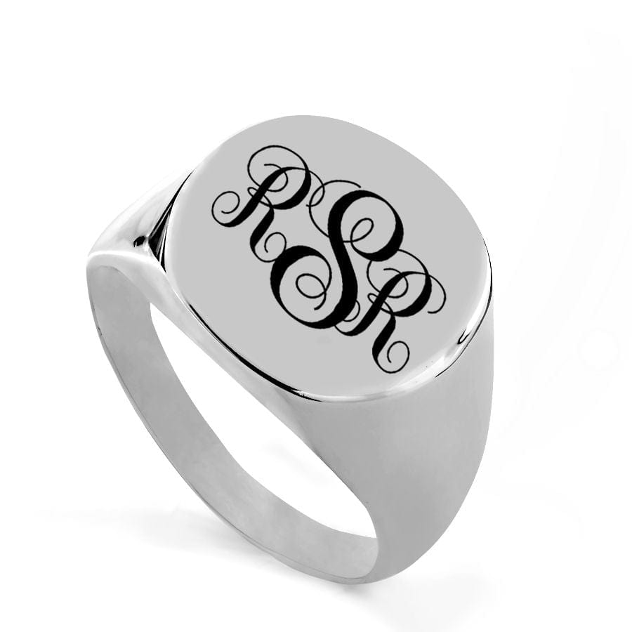 Silver Plated / 5 Classic Signet Monogram Ring
