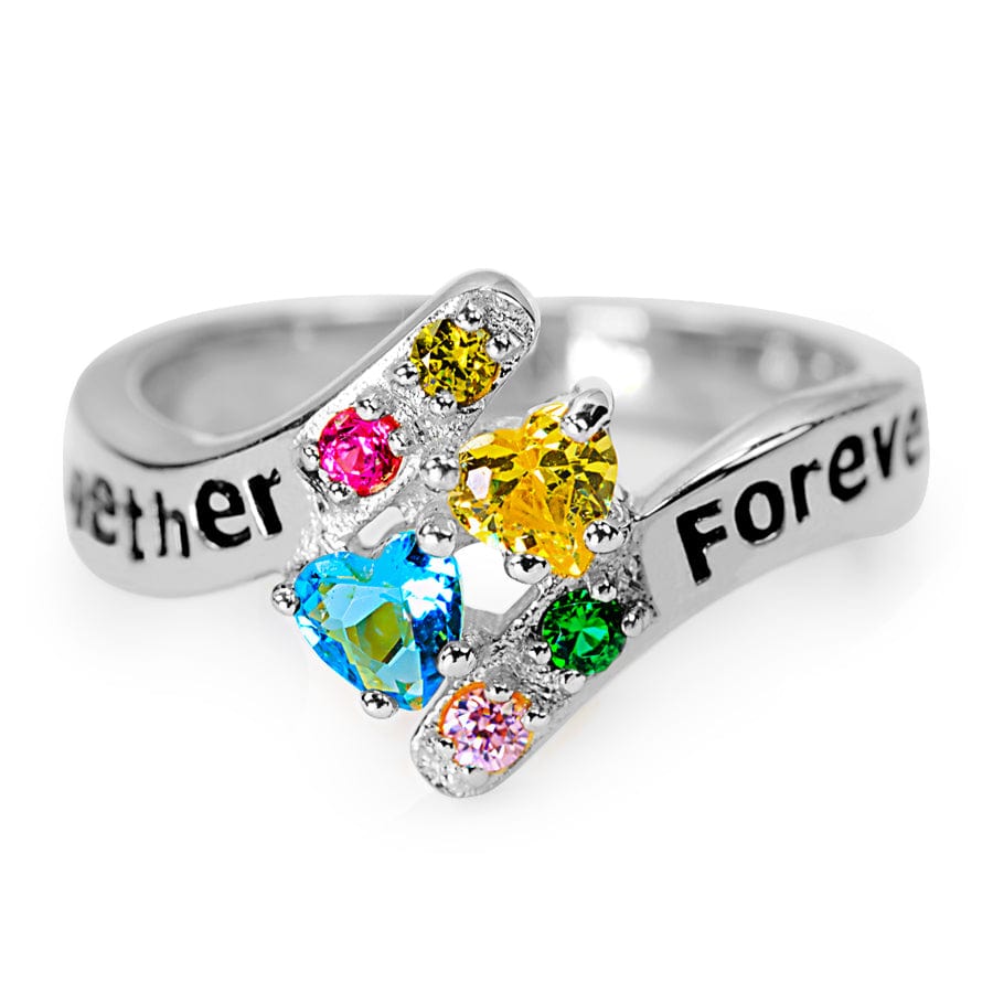 Silver Plated / 5 &quot;Together Forever&quot; Ring with Birthstones