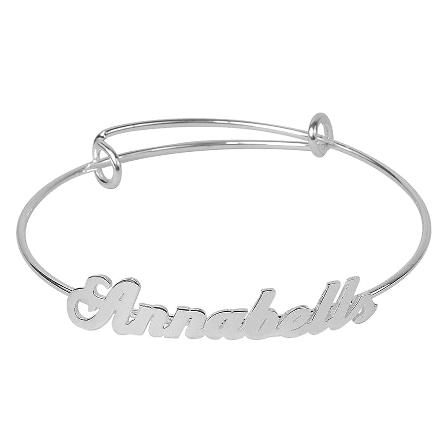 Silver Plated Adjustable Name Bangle