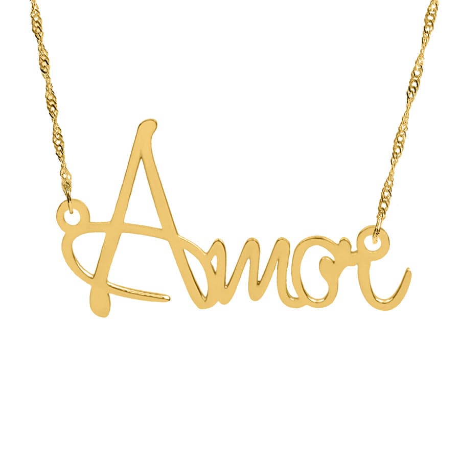 Silver Plated / Amor Positive Word Necklace