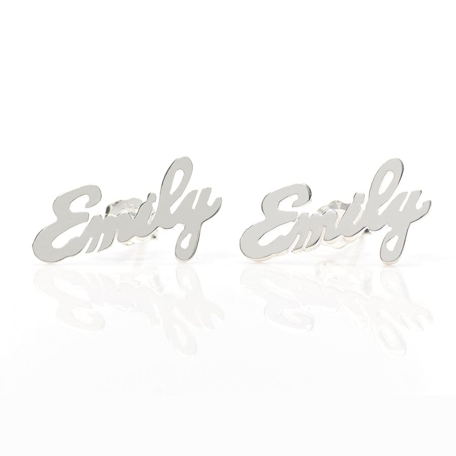 Silver Plated Emily Stud Name Earrings