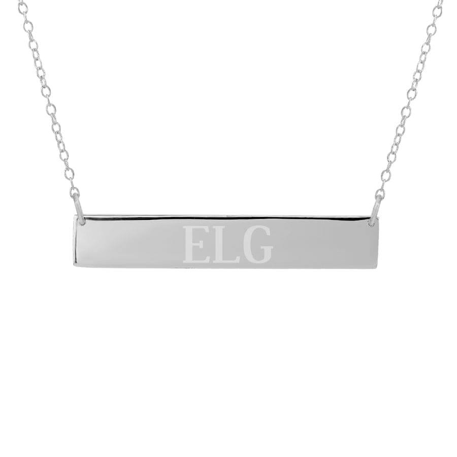 Silver Plated / Link Chain / 16&quot; Horizontal bar name necklace