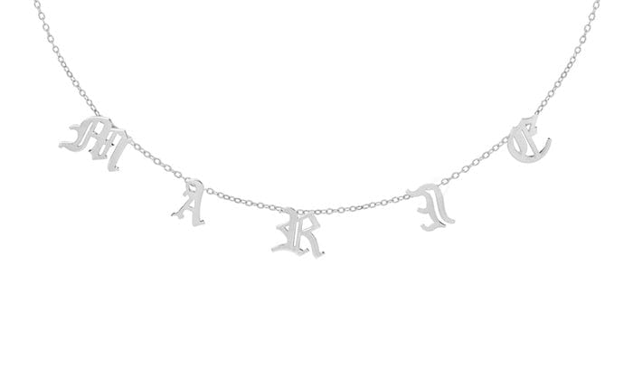 Silver Plated / Link Chain / 16&quot; Old English Hanging Name Necklace