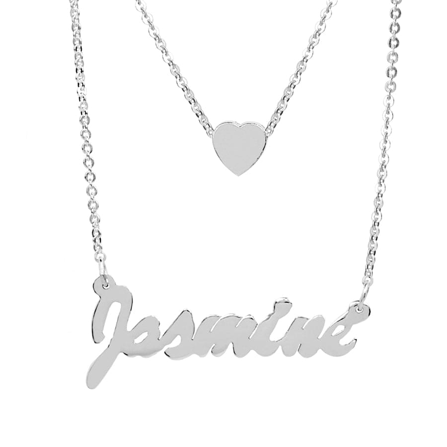 Silver Plated / Link Chain Layered Jasmine Necklace