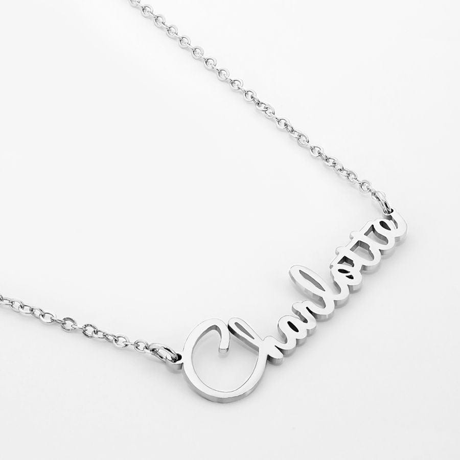 Silver Plated / Link Chain / No Script Name Necklace with Optional Constellation Necklace