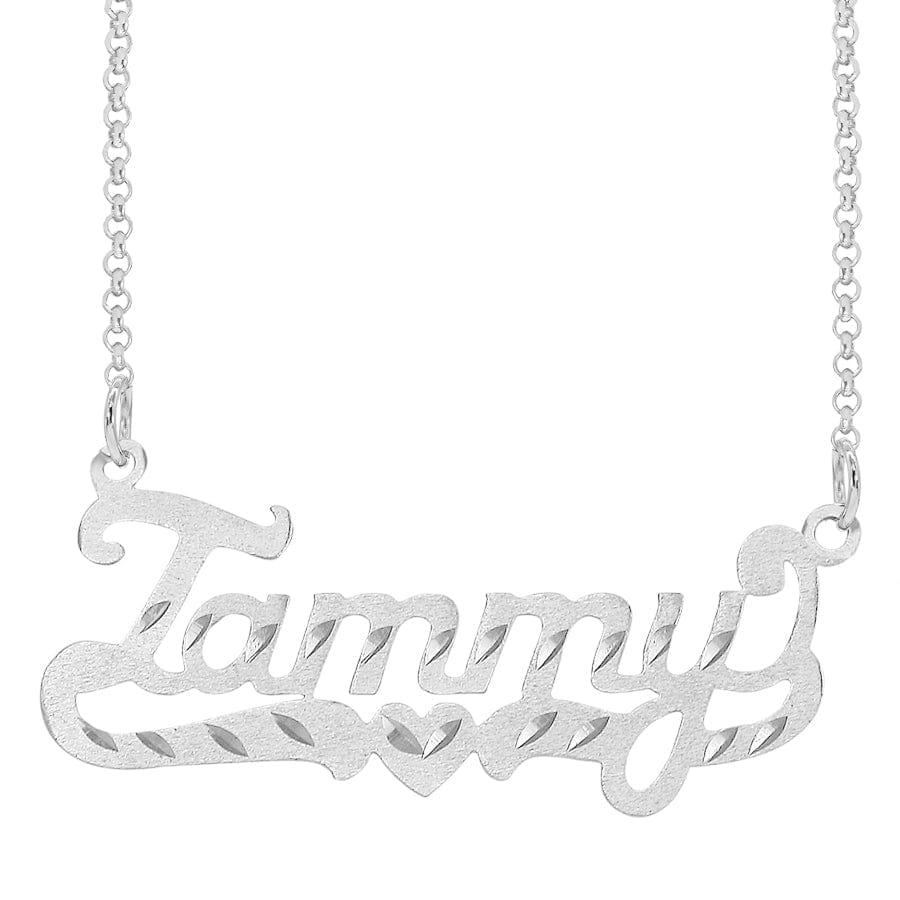 Silver Plated / Link Chain Personalized Name necklace with Diamond Cut &quot;Tammy&quot;