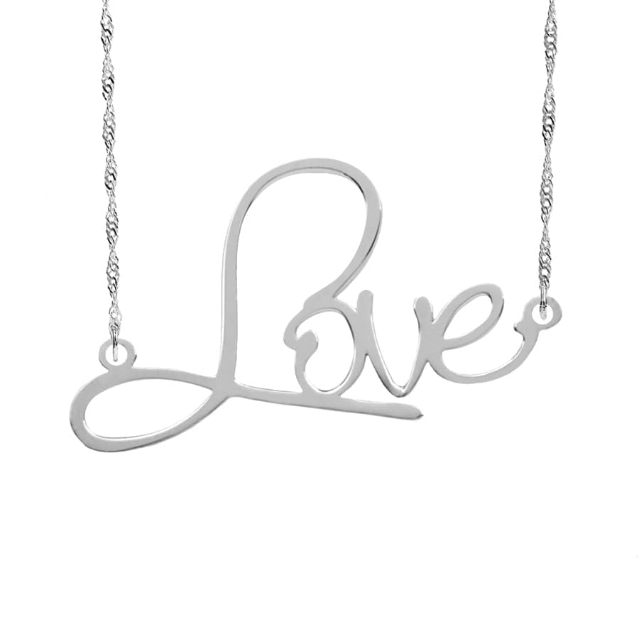 Silver Plated / Love Positive Word Necklace