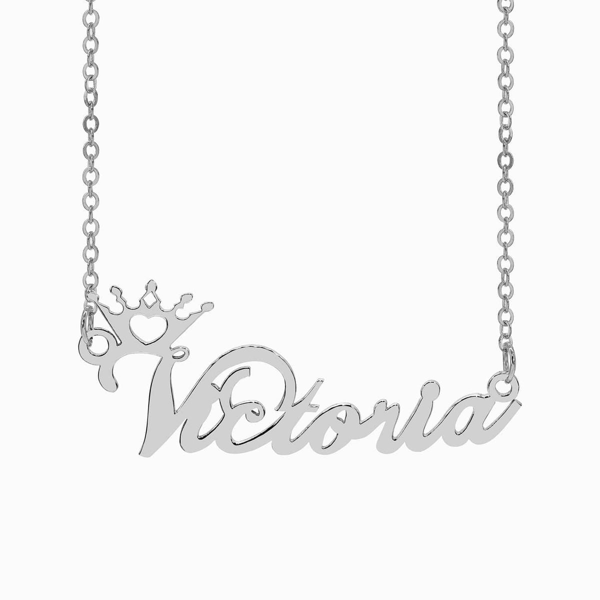 Silver Plated / Name Crown Necklace / 16&quot; Name Necklace of your choice with FREE 1.5&quot; Initial Necklace!