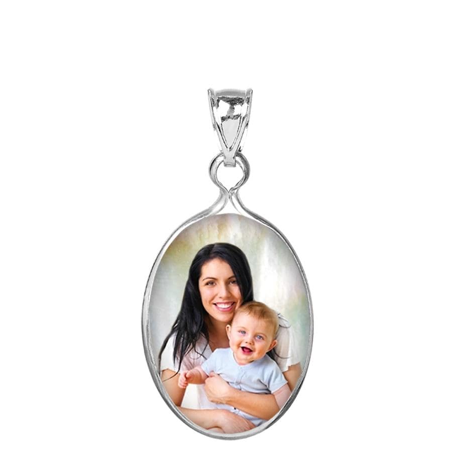 Silver Plated / No Chain Mother of Pearl Oval Portrait Pendant