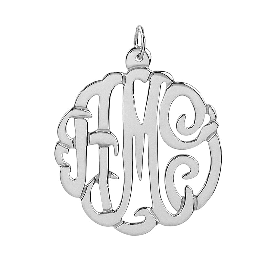 Silver Plated / No Chain Script Monogram Pendant