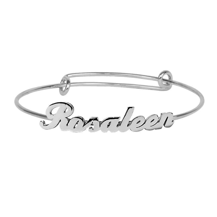 Silver Plated Personalized Name Baby Bangle