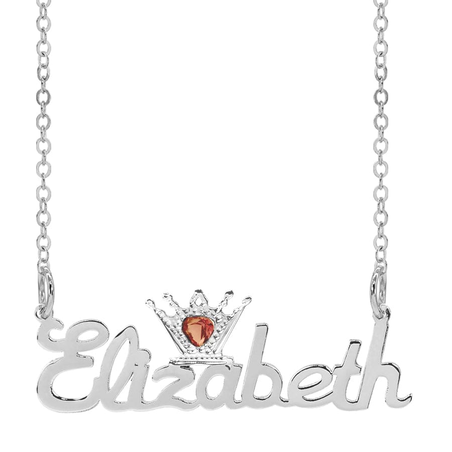 Silver Plated / Rhodium and Jewel Personalized Crown Name Plate