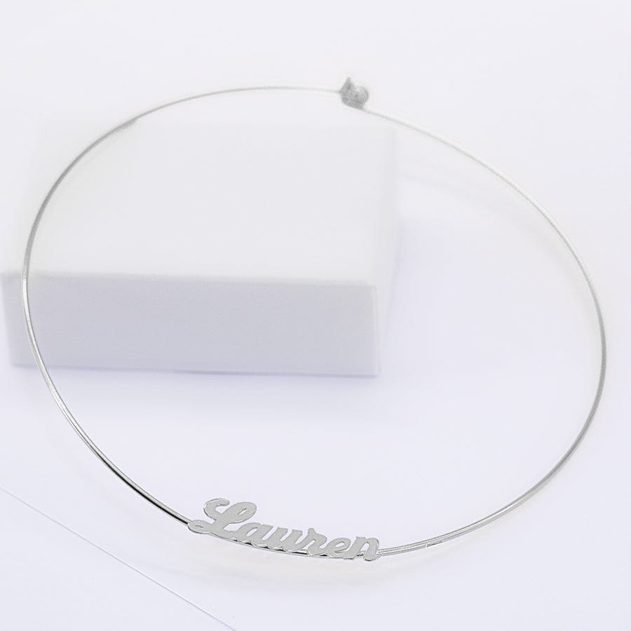 Silver Plated Script Name Choker