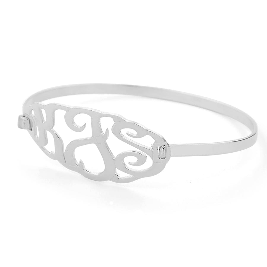 Silver Plated / Small Clasp Bangle Monogram Bracelet